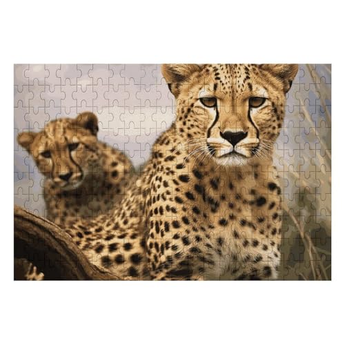 Coole Leoparden-Puzzles, personalisiertes Bild, Puzzle, Heimdekoration, Wand-Holz-Puzzle, 200 Teile, für Erwachsene von Dwrepo