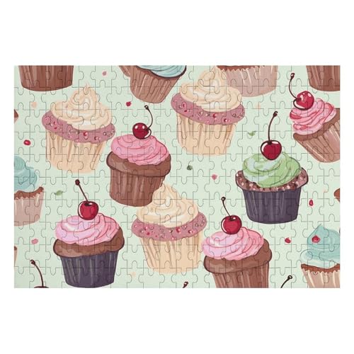 Cupcake-Puzzle, personalisiertes Bild, Puzzle, Heimdekoration, Wand-Holz-Puzzle, 200 Teile, für Erwachsene von Dwrepo