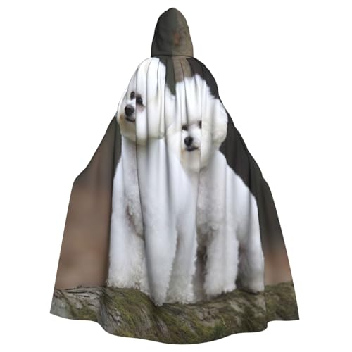 Dwrepo Bichon Frisé Halloween-Umhang mit Kapuze, volle Länge, Vampir-Hexenumhang für Erwachsene, für Halloween, Cosplay-Kostüme von Dwrepo