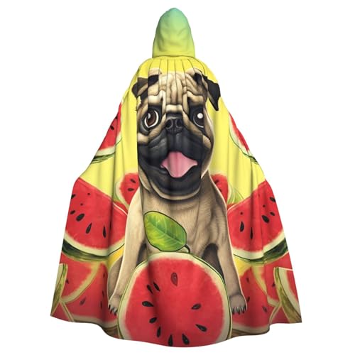 Dwrepo Lustiger Hunde-Umhang mit Wassermelonen-Kapuze, volle Länge, Vampir-Hexen-Umhang für Halloween, Cosplay-Kostüme von Dwrepo