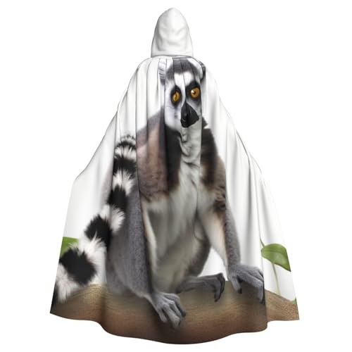 Dwrepo Ringtailed Lemur Halloween Kapuzenumhang volle Länge Erwachsene Vampir Hexe Umhang für Halloween Cosplay Kostüme von Dwrepo