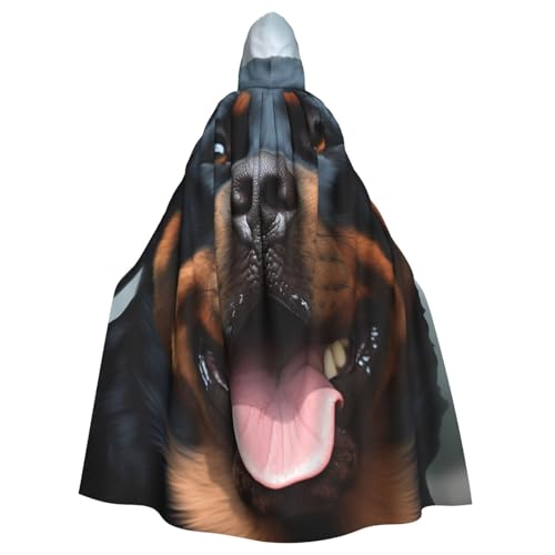 Dwrepo Rottweiler Hunde-Zungenkopf-Umhang mit Kapuze, volle Länge, Vampir-Hexenumhang für Halloween, Cosplay-Kostüme von Dwrepo