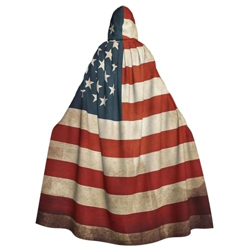 Dwrepo Umhang mit Kapuze, Vintage-Stil, amerikanische USA-Flagge, volle Länge, Vampir-Hexenumhang für Halloween, Cosplay-Kostüme von Dwrepo