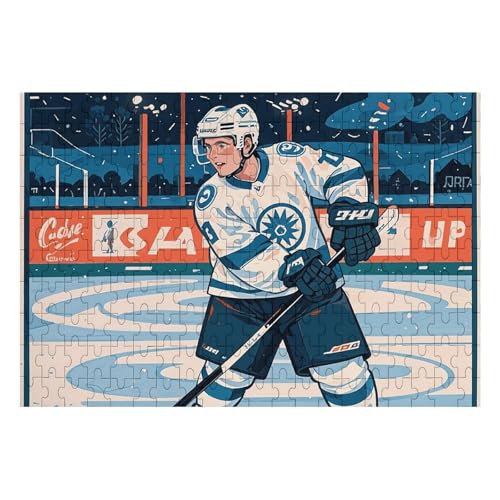 Eishockey-Druck-Puzzle, personalisiertes Bild, Puzzle, Heimdekoration, Wand-Holz-Puzzle, 200 Teile, für Erwachsene von Dwrepo