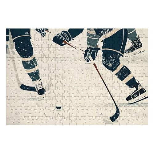 Eishockey-Muster-Puzzle, personalisiertes Bild, Puzzle, Heimdekoration, Wand-Holz-Puzzle, 200 Teile, für Erwachsene von Dwrepo