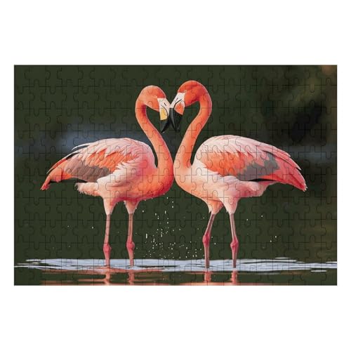 Flamingos Kuss in The Lake Puzzles Personalisiertes Bild Puzzle Wohnkultur Wand Holz Puzzle 200 Teile für Erwachsene von Dwrepo