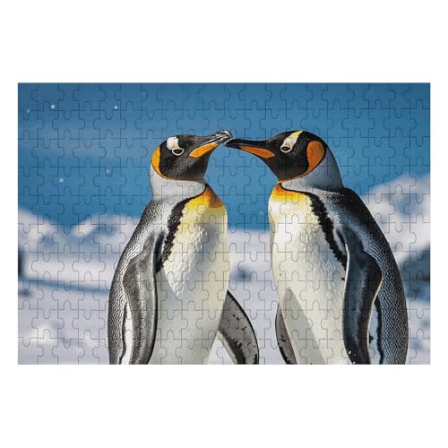 Junge Pinguine mit Schnee, personalisiertes Bild, Puzzle, Heimdekoration, Wand, Holzpuzzle, 200 Teile, für Erwachsene von Dwrepo