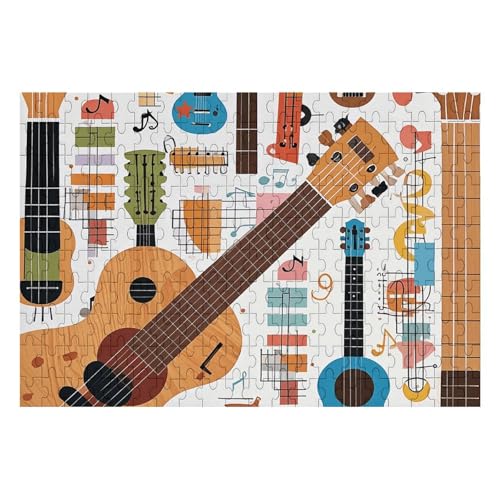 Musik-Gitarren-Muster, Puzzle, personalisiertes Bild, Puzzle, Heimdekoration, Wand, Holzpuzzle, 200 Teile, für Erwachsene von Dwrepo