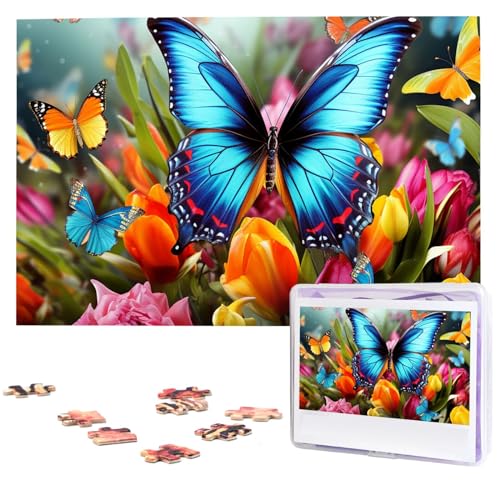 Puzzle Benutzerdefinierte Puzzles für Erwachsene 1000 Teile Personalisiertes Holzpuzzle Bunte Schmetterling und Blumen Hochzeit Puzzle Bilderpuzzle für Weihnachten Familie Geburtstag Feiertage von Dwrepo