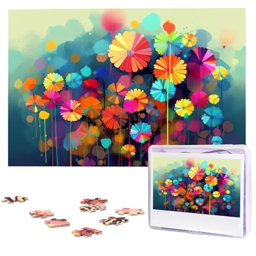 Puzzle Custom Jigsaw Puzzles for Adults 1000 Pieces Personalized Wooden Puzzle Abstract Style Colorful Flowers Wedding Puzzle Picture Puzzle for Christmas Family Birthday Holidays von Dwrepo