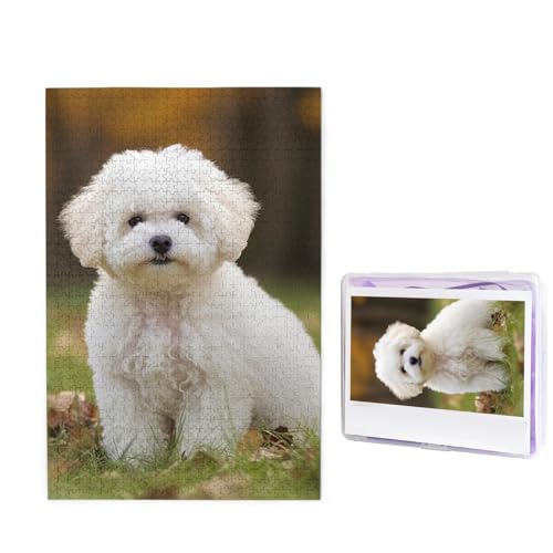 Puzzle Custom Jigsaw Puzzles for Adults 1000 Pieces Personalized Wooden Puzzle Bichon Frise Dog Wedding Puzzle Picture Puzzle for Christmas Family Birthday Holidays von Dwrepo