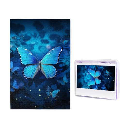 Puzzle Custom Jigsaw Puzzles for Adults 1000 Pieces Personalized Wooden Puzzle Blue Beautiful Butterfly Wedding Puzzle Picture Puzzle for Christmas Family Birthday Holidays von Dwrepo