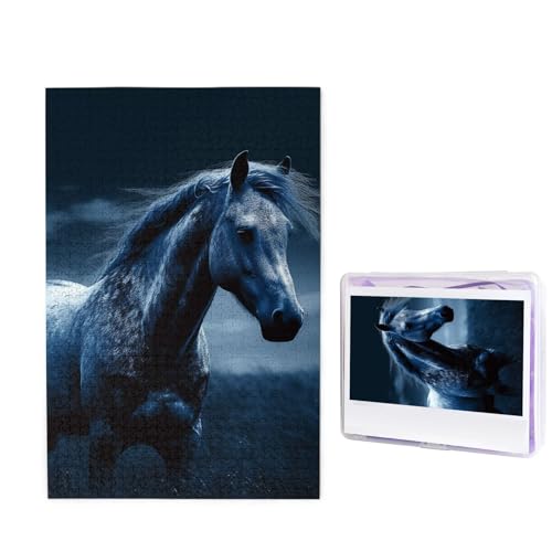 Puzzle Custom Jigsaw Puzzles for Adults 1000 Pieces Personalized Wooden Puzzle Blue Horse Wedding Puzzle Picture Puzzle for Christmas Family Birthday Holidays von Dwrepo