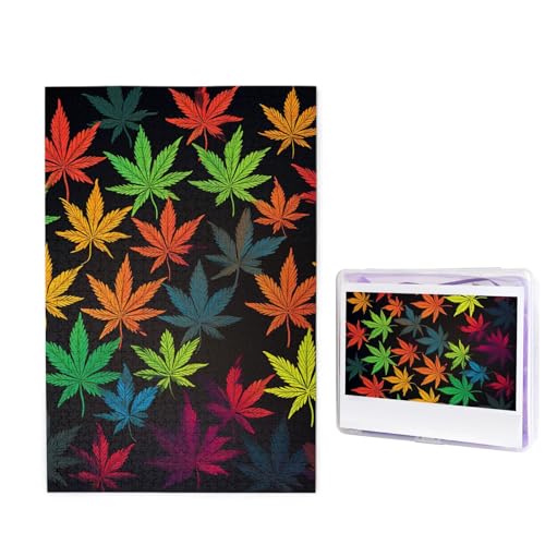 Puzzle Custom Jigsaw Puzzles for Adults 1000 Pieces Personalized Wooden Puzzle Colorful Cannabis Leaves Wedding Puzzle Picture Puzzle for Christmas Family Birthday Holidays von Dwrepo