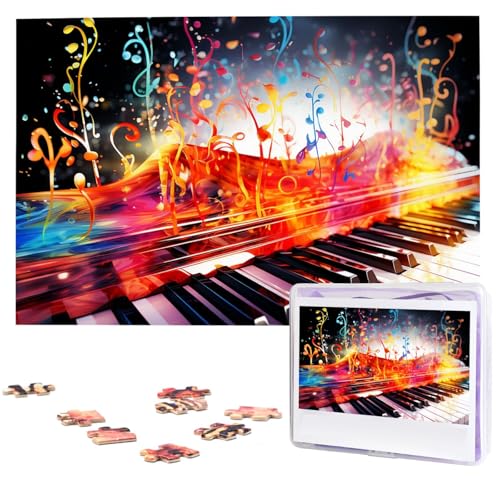 Puzzle Custom Jigsaw Puzzles for Adults 1000 Pieces Personalized Wooden Puzzle Colorful Piano Keyboard Music Note Wedding Puzzle Picture Puzzle for Christmas Family Birthday Holidays von Dwrepo