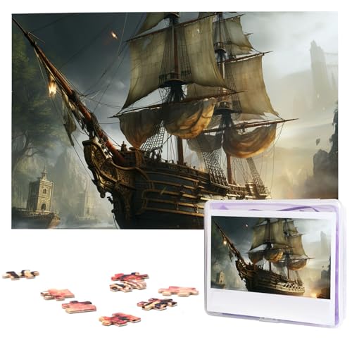 Puzzle Custom Jigsaw Puzzles for Adults 1000 Pieces Personalized Wooden Puzzle Cool Pirate Ship Wedding Puzzle Picture Puzzle for Christmas Family Birthday Holidays von Dwrepo