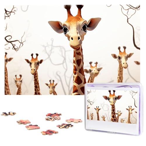 Puzzle Custom Jigsaw Puzzles for Adults 1000 Pieces Personalized Wooden Puzzle Cute Cartoon Funny Giraffes Wedding Puzzle Picture Puzzle for Christmas Family Birthday Holidays von Dwrepo