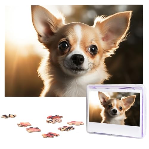 Puzzle Custom Jigsaw Puzzles for Adults 1000 Pieces Personalized Wooden Puzzle Cute Chihuahua Wedding Puzzle Picture Puzzle for Christmas Family Birthday Holidays von Dwrepo