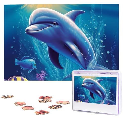 Puzzle Custom Jigsaw Puzzles for Adults 1000 Pieces Personalized Wooden Puzzle Cute Dolphin Wedding Puzzle Picture Puzzle for Christmas Family Birthday Holidays von Dwrepo