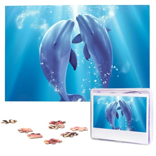 Puzzle Custom Jigsaw Puzzles for Adults 1000 Pieces Personalized Wooden Puzzle Dolphins in Love Wedding Puzzle Picture Puzzle for Christmas Family Birthday Holidays von Dwrepo