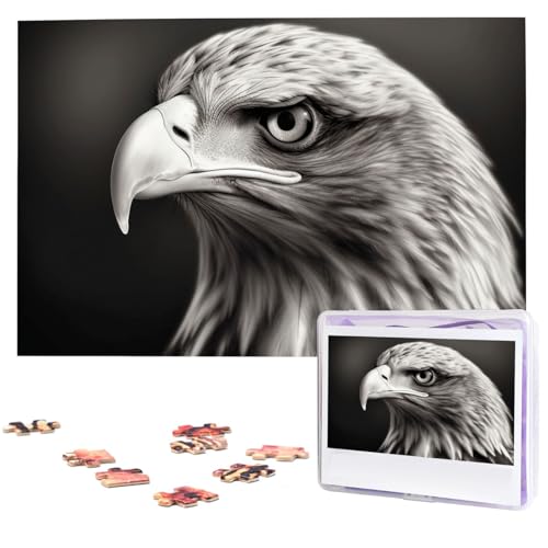 Puzzle Custom Jigsaw Puzzles for Adults 1000 Pieces Personalized Wooden Puzzle Eagle Black and White Wedding Puzzle Picture Puzzle for Christmas Family Birthday Holidays von Dwrepo