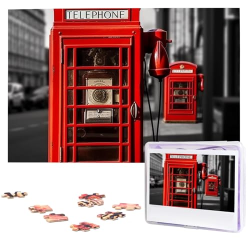 Puzzle Custom Jigsaw Puzzles for Adults 1000 Pieces Personalized Wooden Puzzle England UK Retro London Telephone Wedding Puzzle Picture Puzzle for Christmas Family Birthday Holidays von Dwrepo