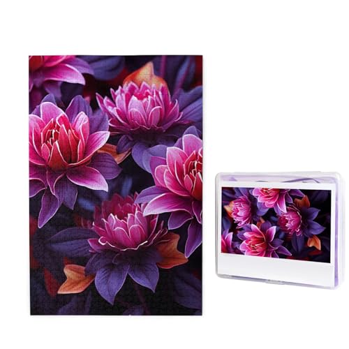 Puzzle Custom Jigsaw Puzzles for Adults 1000 Pieces Personalized Wooden Puzzle Flower Leaves Purple Red Flower Wedding Puzzle Picture Puzzle for Christmas Family Birthday Holidays von Dwrepo