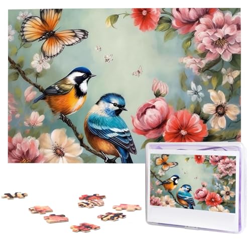 Puzzle Custom Jigsaw Puzzles for Adults 1000 Pieces Personalized Wooden Puzzle Flowers Birds and Butterfly Wedding Puzzle Picture Puzzle for Christmas Family Birthday Holidays von Dwrepo