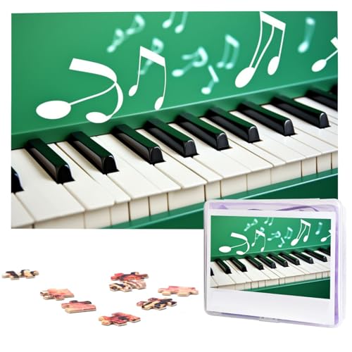 Puzzle Custom Jigsaw Puzzles for Adults 1000 Pieces Personalized Wooden Puzzle Green and White Piano Keys Wedding Puzzle Picture Puzzle for Christmas Family Birthday Holidays von Dwrepo