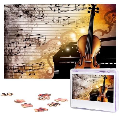 Puzzle Custom Jigsaw Puzzles for Adults 1000 Pieces Personalized Wooden Puzzle Piano Violine Music Notes Wedding Puzzle Picture Puzzle for Christmas Family Birthday Holidays von Dwrepo