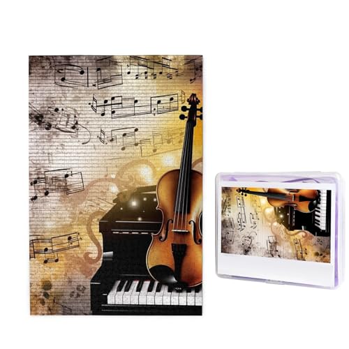 Puzzle Custom Jigsaw Puzzles for Adults 1000 Pieces Personalized Wooden Puzzle Piano Violine Music Notes Wedding Puzzle Picture Puzzle for Christmas Family Birthday Holidays von Dwrepo