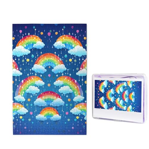 Puzzle Custom Jigsaw Puzzles for Adults 1000 Pieces Personalized Wooden Puzzle Rainbow Clouds Raindrop Wedding Puzzle Picture Puzzle for Christmas Family Birthday Holidays von Dwrepo