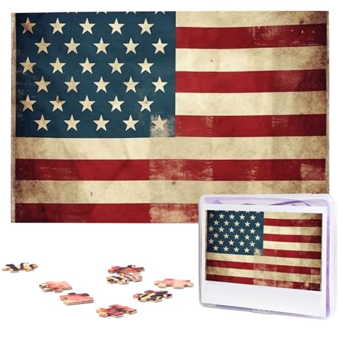 Puzzle Custom Jigsaw Puzzles for Adults 1000 Pieces Personalized Wooden Puzzle Vintage American USA Flag Wedding Puzzle Picture Puzzle for Christmas Family Birthday Holidays von Dwrepo