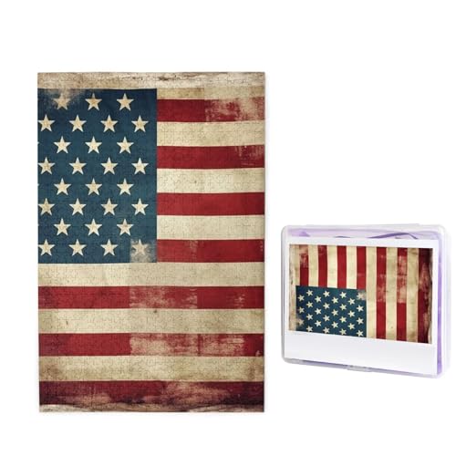 Puzzle Custom Jigsaw Puzzles for Adults 1000 Pieces Personalized Wooden Puzzle Vintage American USA Flag Wedding Puzzle Picture Puzzle for Christmas Family Birthday Holidays von Dwrepo