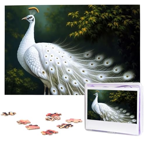 Puzzle Custom Jigsaw Puzzles for Adults 1000 Pieces Personalized Wooden Puzzle White Peacock Wedding Puzzle Picture Puzzle for Christmas Family Birthday Holidays von Dwrepo