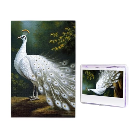 Puzzle Custom Jigsaw Puzzles for Adults 1000 Pieces Personalized Wooden Puzzle White Peacock Wedding Puzzle Picture Puzzle for Christmas Family Birthday Holidays von Dwrepo