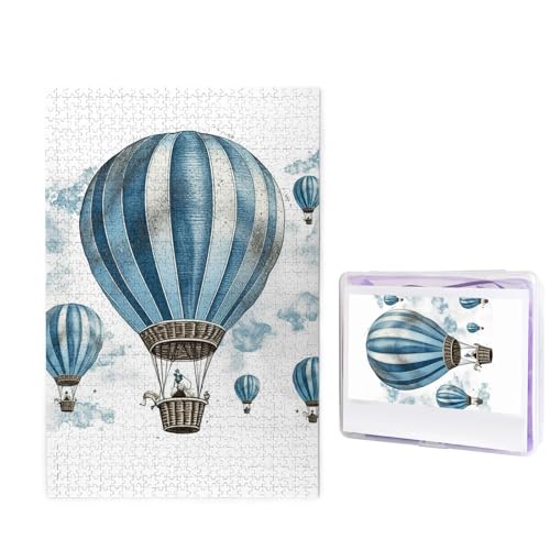 Puzzle Custom Jigsaw Puzzles für Erwachsene 1000 Teile Personalisiertes Holzpuzzle Blauer Heißluftballon Hochzeit Puzzle Bilderpuzzle für Weihnachten Familie Geburtstag Feiertage von Dwrepo