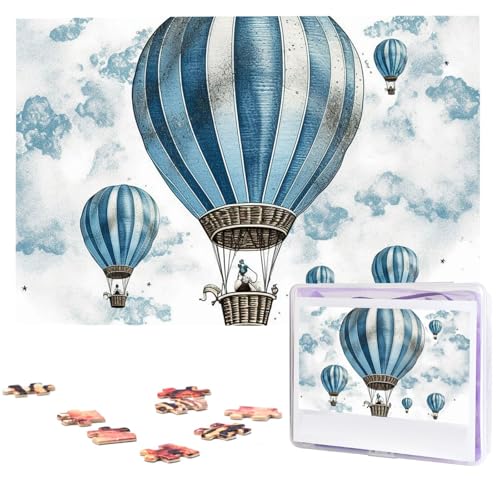 Puzzle Custom Jigsaw Puzzles für Erwachsene 1000 Teile Personalisiertes Holzpuzzle Blauer Heißluftballon Hochzeit Puzzle Bilderpuzzle für Weihnachten Familie Geburtstag Feiertage von Dwrepo