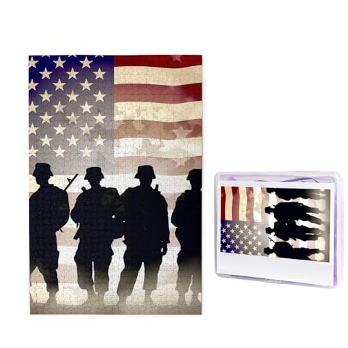 Puzzle mit 1000 Teilen – Armed Forces Day American Pattern Puzzles für Erwachsene, herausforderndes Puzzle, personalisiertes Bild, Puzzle, Holzpuzzle, 74,9 x 50 cm von Dwrepo