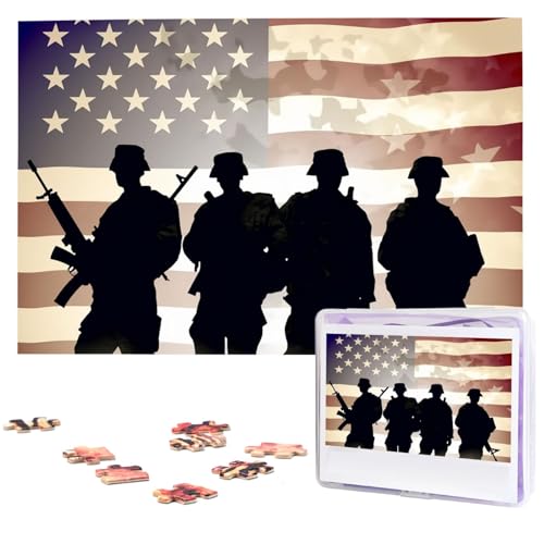 Puzzle mit 1000 Teilen – Armed Forces Day American Pattern Puzzles für Erwachsene, herausforderndes Puzzle, personalisiertes Bild, Puzzle, Holzpuzzle, 74,9 x 50 cm von Dwrepo