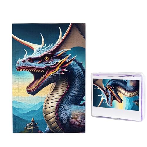 Puzzle mit 1000 Teilen – Brüllender Drache Puzzles für Erwachsene, herausforderndes Puzzle, personalisiertes Bild, Holzpuzzle, 74,9 x 50 cm von Dwrepo