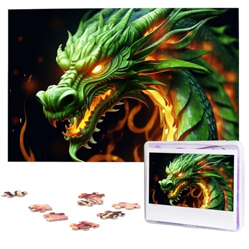 Puzzle mit 1000 Teilen – Chinesischer Drache Puzzles für Erwachsene, herausforderndes Puzzle, personalisiertes Bild, Puzzle, Holzpuzzle, 74,9 x 50 cm von Dwrepo