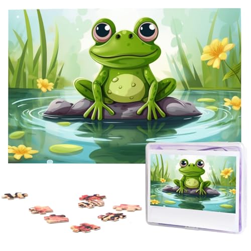 Puzzle mit 1000 Teilen – Frosch im Teich, Puzzles für Erwachsene, herausforderndes Puzzle, personalisiertes Bild, Holzpuzzle, 74,9 x 50 cm von Dwrepo