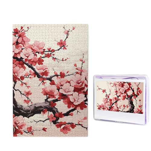 Puzzle mit 1000 Teilen – Japanische Kirschblüten-Puzzles für Erwachsene, herausforderndes Puzzle, personalisiertes Bildpuzzle, Holzpuzzle, 74,9 x 50 cm von Dwrepo