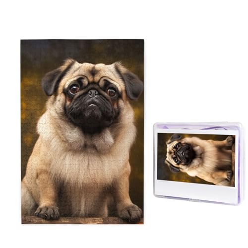 Puzzle mit 1000 Teilen – Mops-Hunde-Puzzles für Erwachsene, herausforderndes Puzzle, personalisiertes Bild, Puzzle, Holzpuzzle, 74,9 x 50 cm von Dwrepo