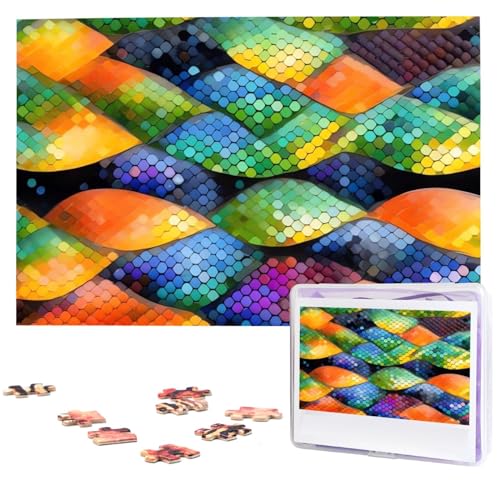 Puzzle mit 1000 Teilen – Regenbogenfischschuppen-Puzzles für Erwachsene, herausforderndes Puzzle, personalisiertes Bildpuzzle, Holzpuzzle, 74,9 x 50 cm von Dwrepo