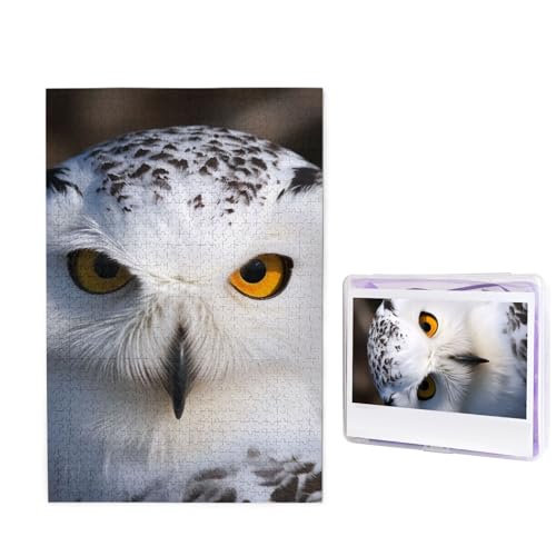 Puzzle mit 1000 Teilen – Schneeeule Augen Puzzles für Erwachsene, herausforderndes Puzzle, personalisiertes Bild, Puzzle, Holzpuzzle, 74,9 x 50 cm von Dwrepo