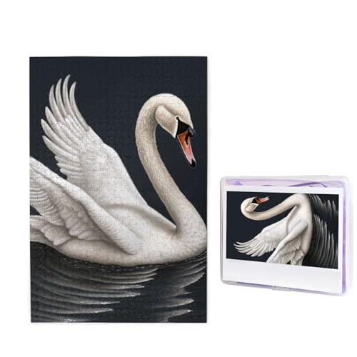 Puzzle mit 1000 Teilen – Weißer Schwan Puzzles für Erwachsene, herausforderndes Puzzle, personalisiertes Bildpuzzle, Holzpuzzle, 74,9 x 50 cm von Dwrepo