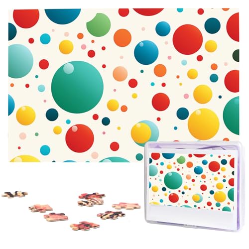 Puzzle mit 1000 Teilen – bunte Tupfen-Puzzles für Erwachsene, herausforderndes Puzzle, personalisiertes Bildpuzzle, Holzpuzzle, 74,9 x 50 cm von Dwrepo