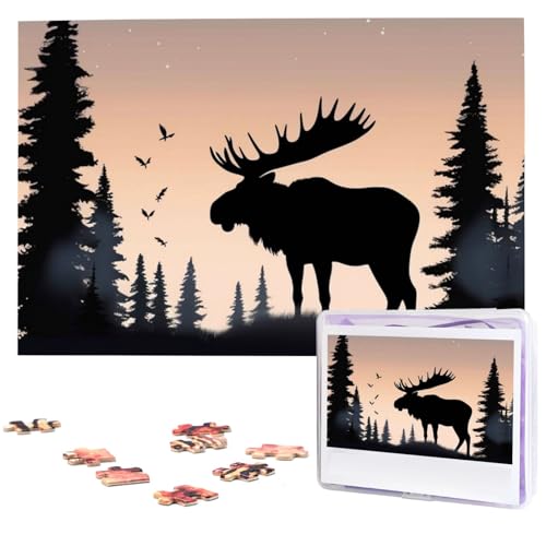 Puzzle mit 1000 Teilen: Elch, Bergkiefer, Puzzles für Erwachsene, anspruchsvolles Puzzle, personalisiertes Bild, Puzzle, Holzpuzzle, 74,9 x 50 cm von Dwrepo